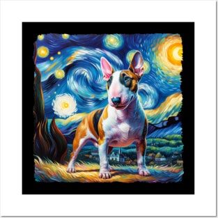 Starry Mini Bull Dog Portrait - Pet Portrait Posters and Art